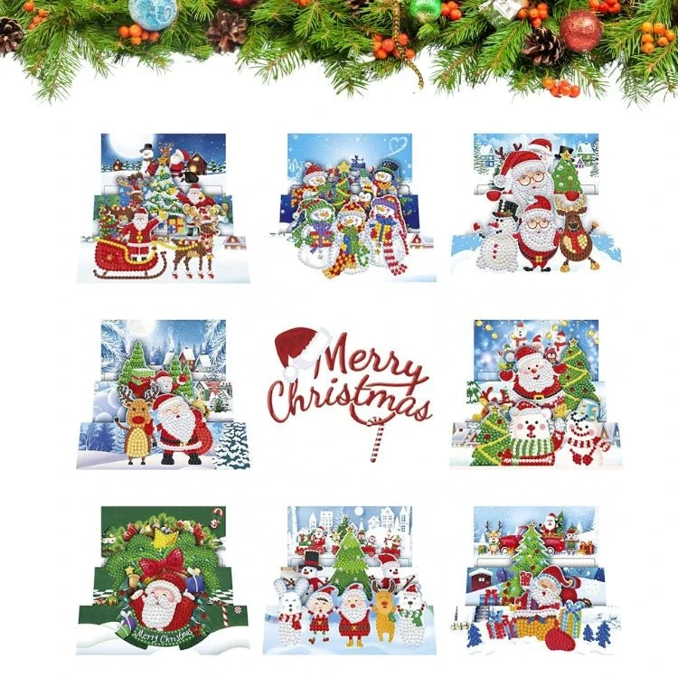 Diamond Painting Weihnachtskarten (8x) – Grußkarten DIY Set