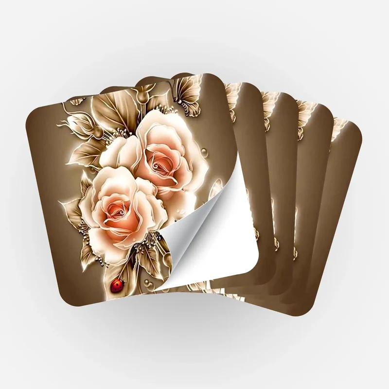 Aufkleber 5er-Set - Goldene Rosen