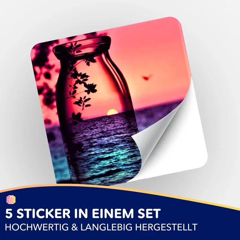 Aufkleber 5er-Set - Roter Sonnenuntergang