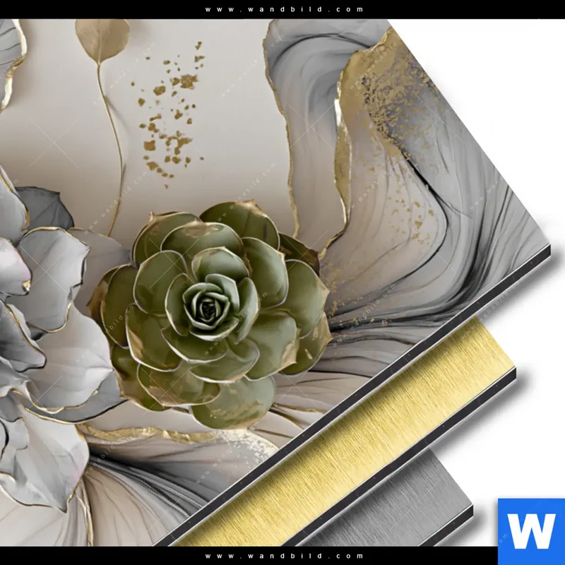 Aluminiumbild gebürstet | Fluid Art - Sukkulentenblüten | Querformat