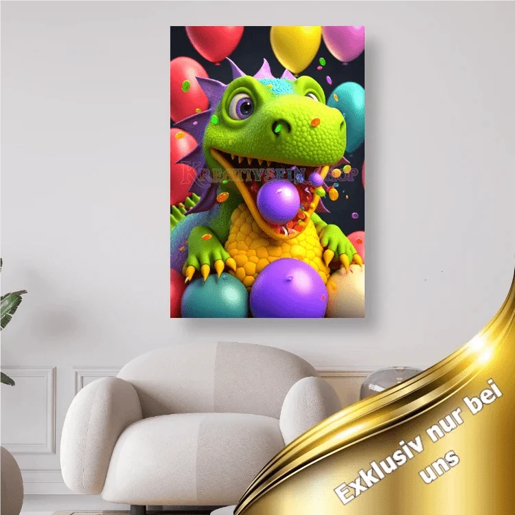 Bunter Drache mit Luftballons - 5D DIY Diamond Painting