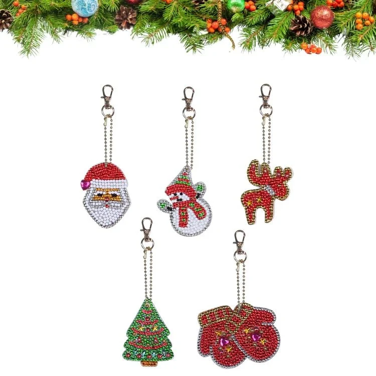 Diamond Painting Schlüsselanhänger Weihnachten 5er Set DIY Bastelset