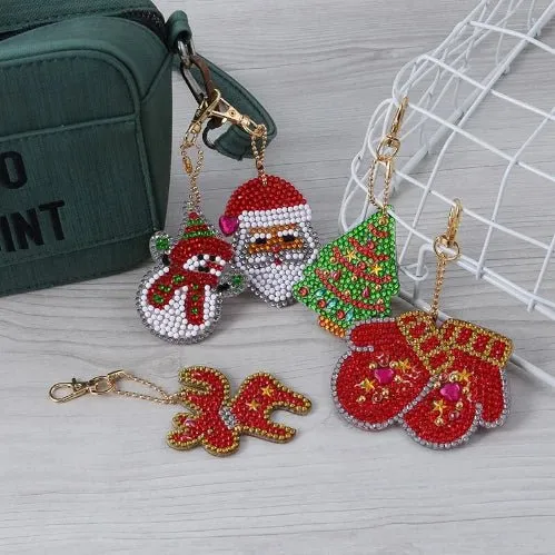 Diamond Painting Schlüsselanhänger Weihnachten 5er Set DIY Bastelset