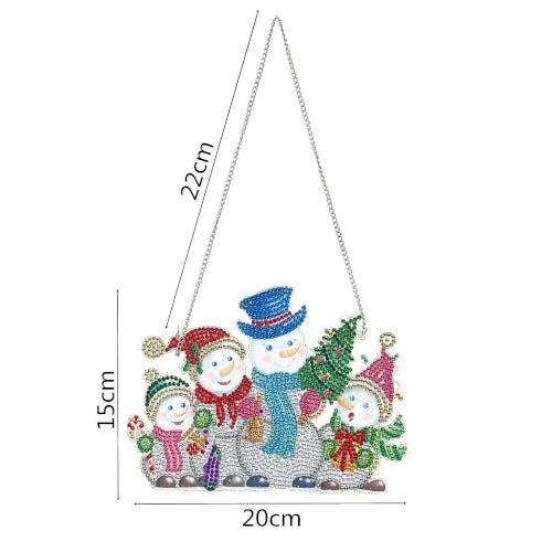 Schneemänner feiern Weihnachten Aufhänger - Diamond Painting