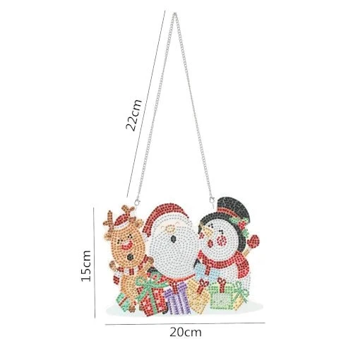 Rentier, Weihnachtsmann und Schneemann Aufhänger - Diamond Painting