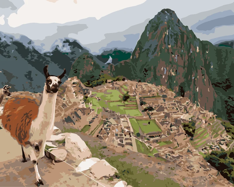 Diamond painting - LAMA UND MACHU PICCHU