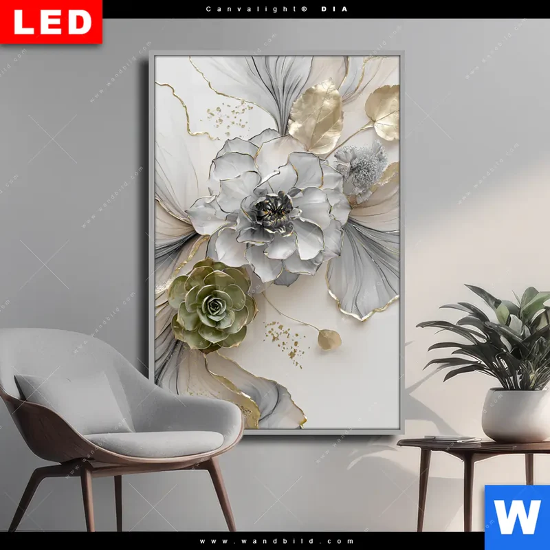 Wechselmotiv Acrylglas Canvalight® DIA | Fluid Art - Sukkulentenblüten | Hochformat