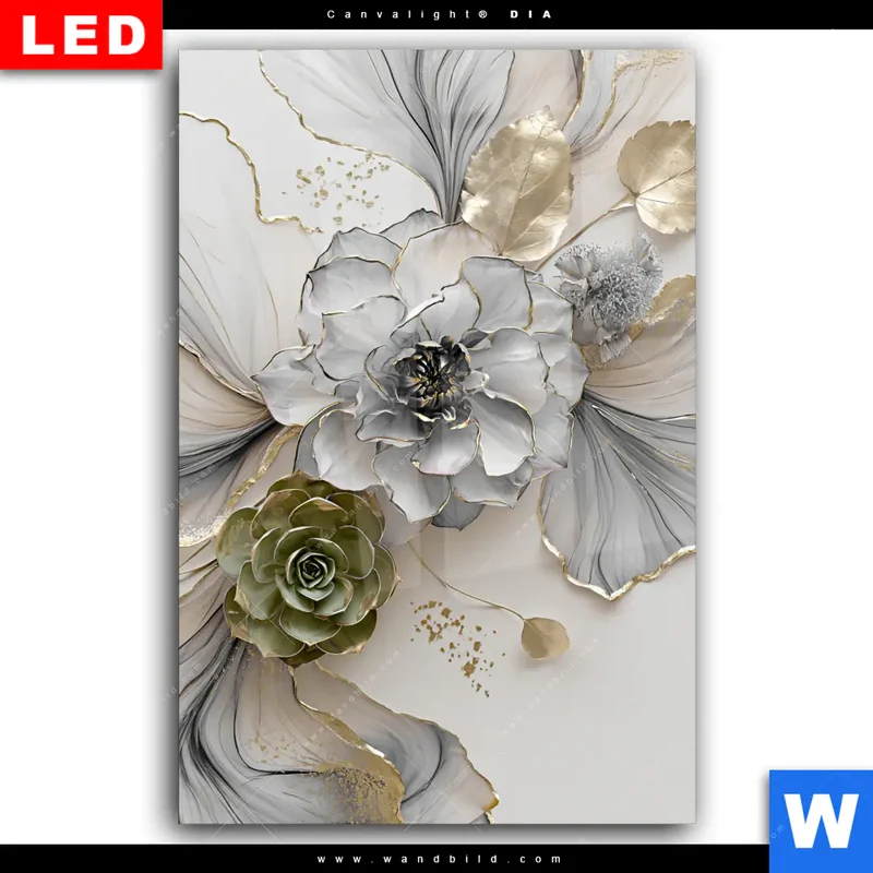 Wechselmotiv Acrylglas Canvalight® DIA | Fluid Art - Sukkulentenblüten | Hochformat