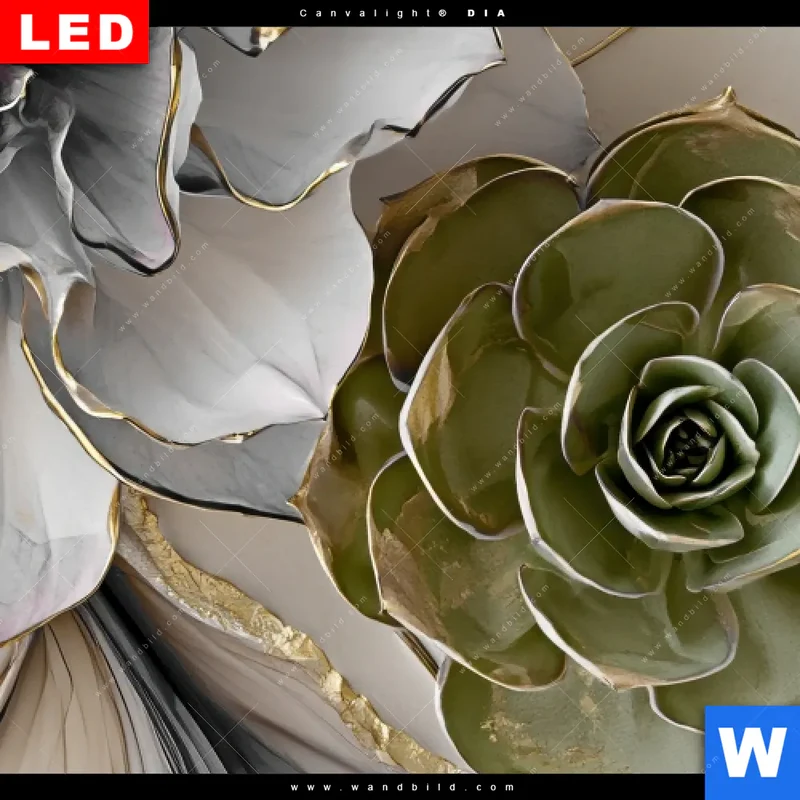 Wechselmotiv Acrylglas Canvalight® DIA | Fluid Art - Sukkulentenblüten | Hochformat
