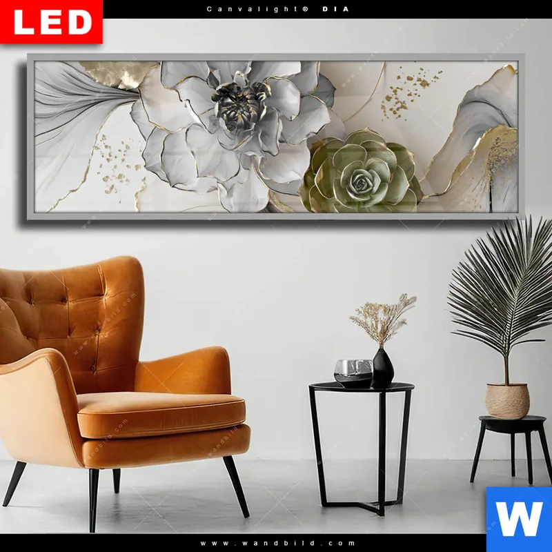 Wechselmotiv Acrylglas Canvalight® DIA | Fluid Art - Sukkulentenblüten | Panorama