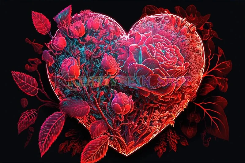 Herz aus roten Rosen - 5D DIY Diamond Painting