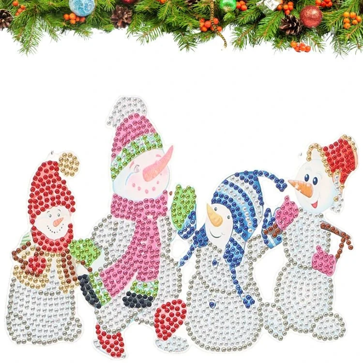 Vier Schneemänner Aufhänger- Diamond Painting