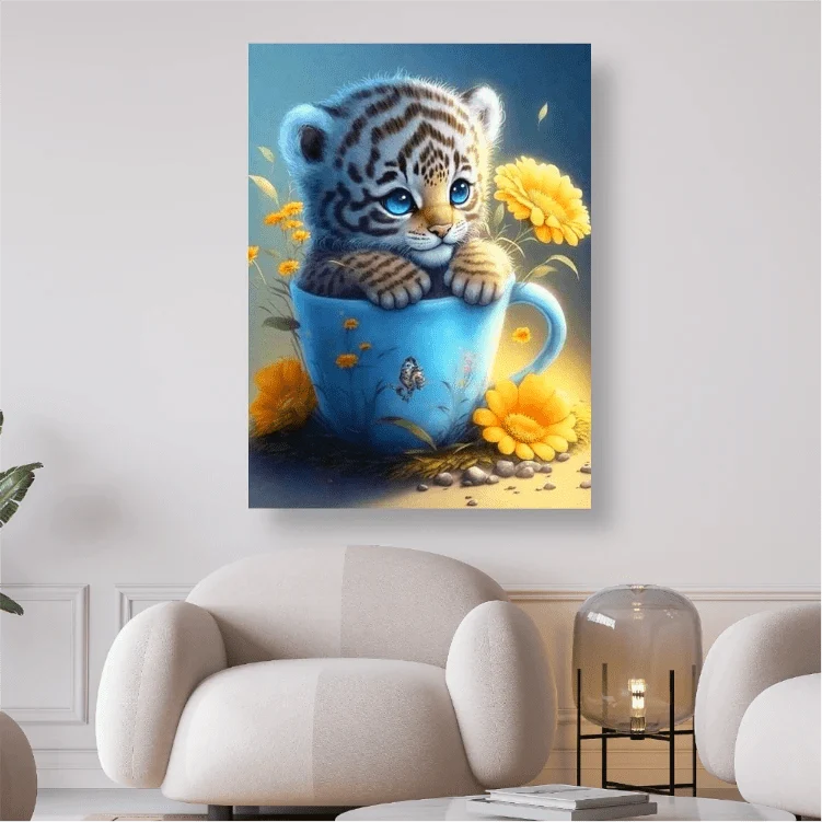 Kleiner Tiger in Tasse - 5D DIY Diamond Painting