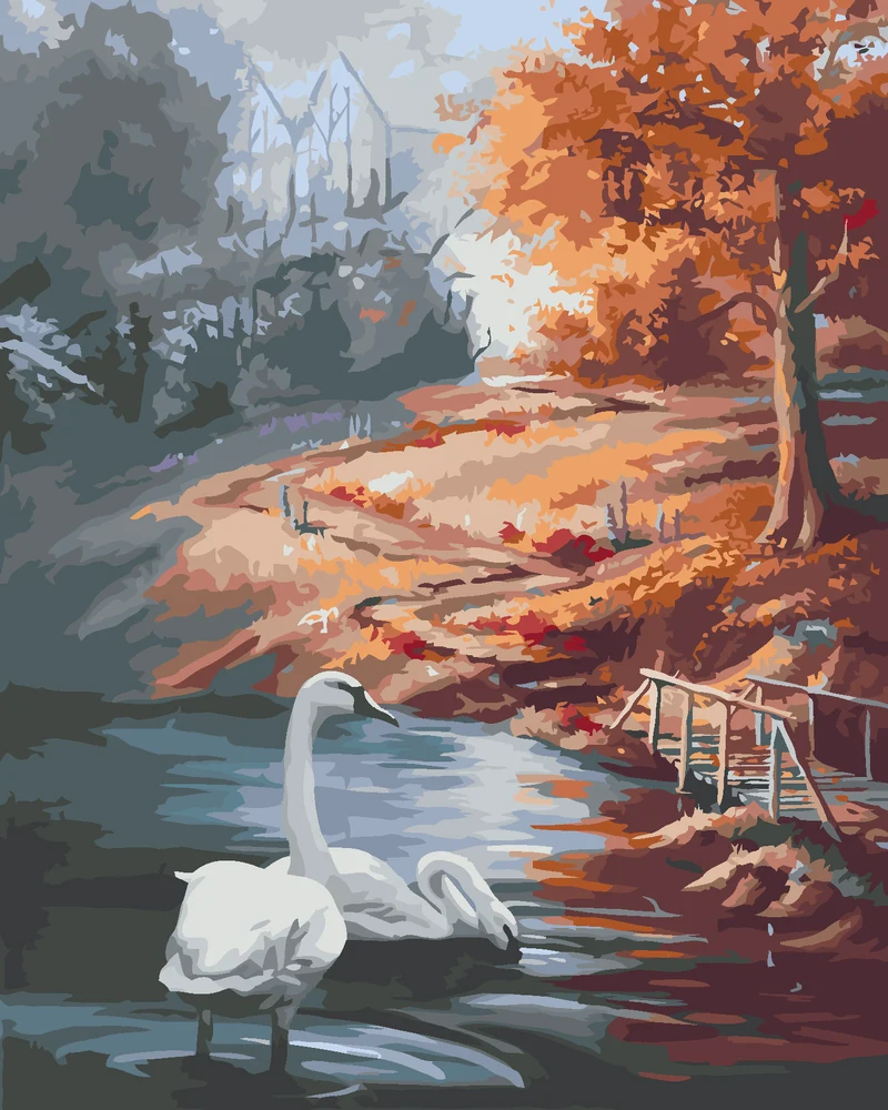 Diamond painting - SCHWÄNE UND HERBST (D. RUSTY RUST)