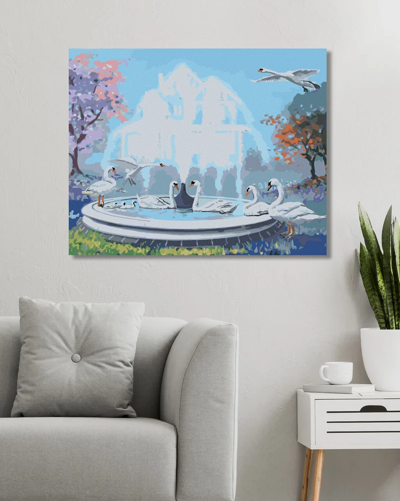 Diamond painting - SCHWÄNE UND BRUNNEN (D. RUSTY RUST)