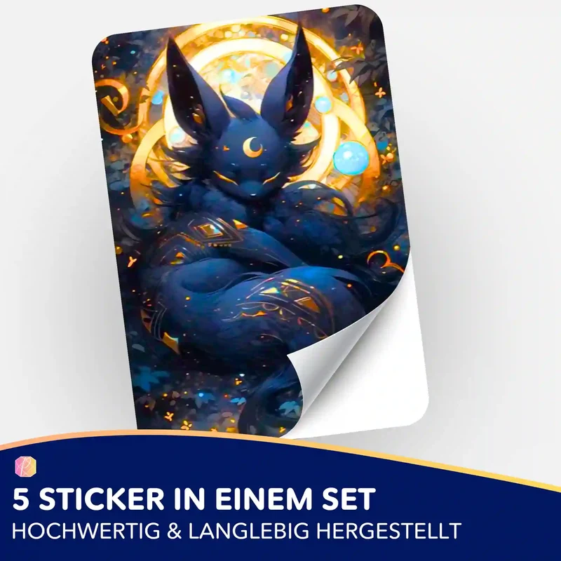 Aufkleber 5er-Set - Mystisches Nachtwesen