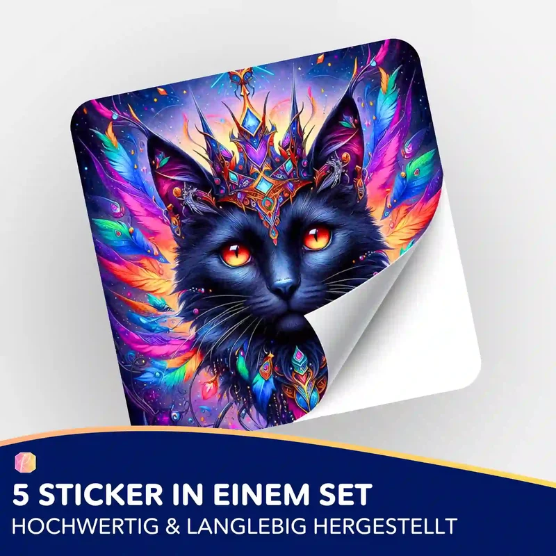 Aufkleber 5er-Set - Mystic colorsplash Cat