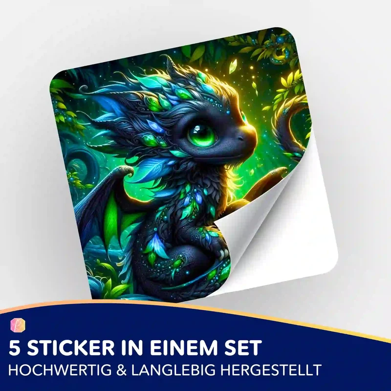 Aufkleber 5er-Set - Drago der kleine Drache