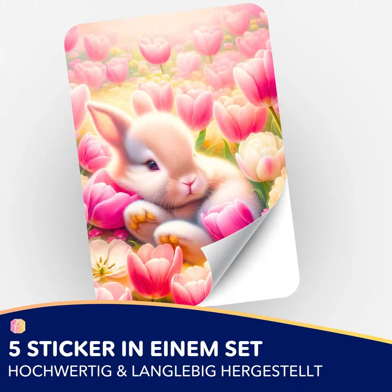 Aufkleber 5er-Set - Verträumtes Osterhäschen