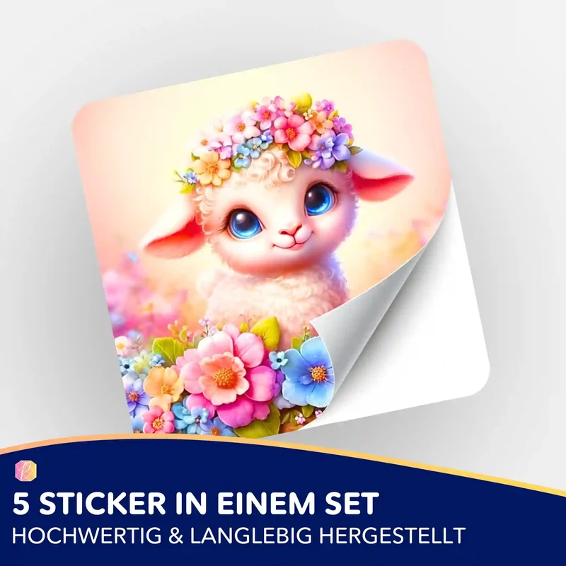 Aufkleber 5er-Set - Osterlämmchen Lupina
