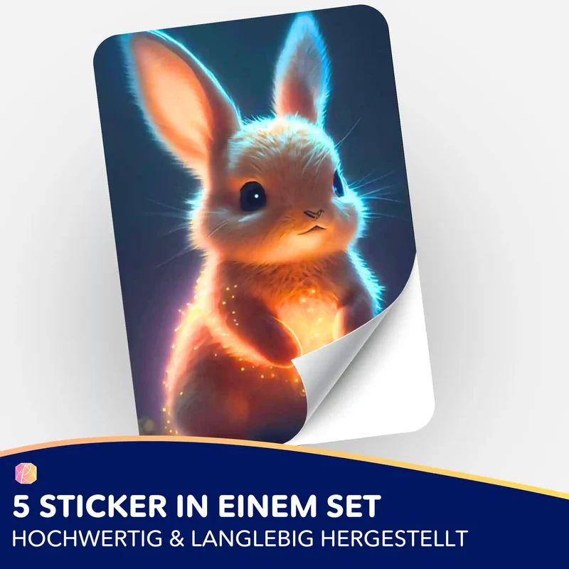 Aufkleber 5er-Set - Funkelhäschen