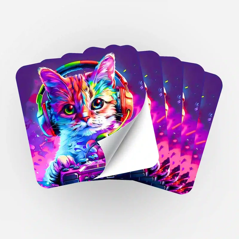 Aufkleber 5er-Set - Colorful gaming Cat