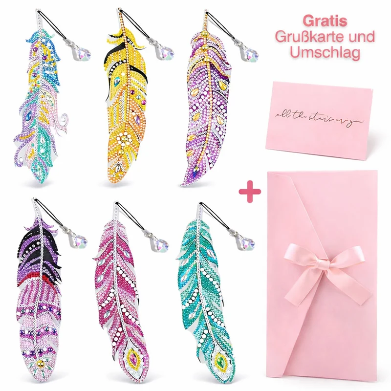 5D Diamond Painting Lesezeichen – Federzauber mit Geschenkset