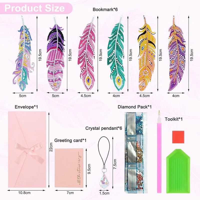 5D Diamond Painting Lesezeichen – Federzauber mit Geschenkset