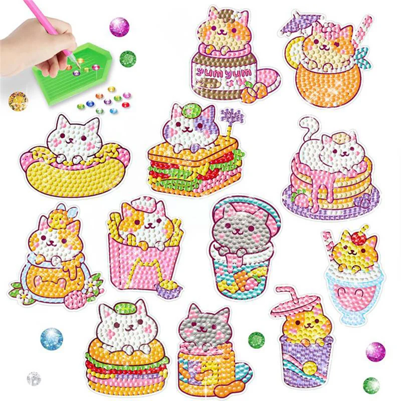 5D Diamond Painting 12 Sticker Katzen