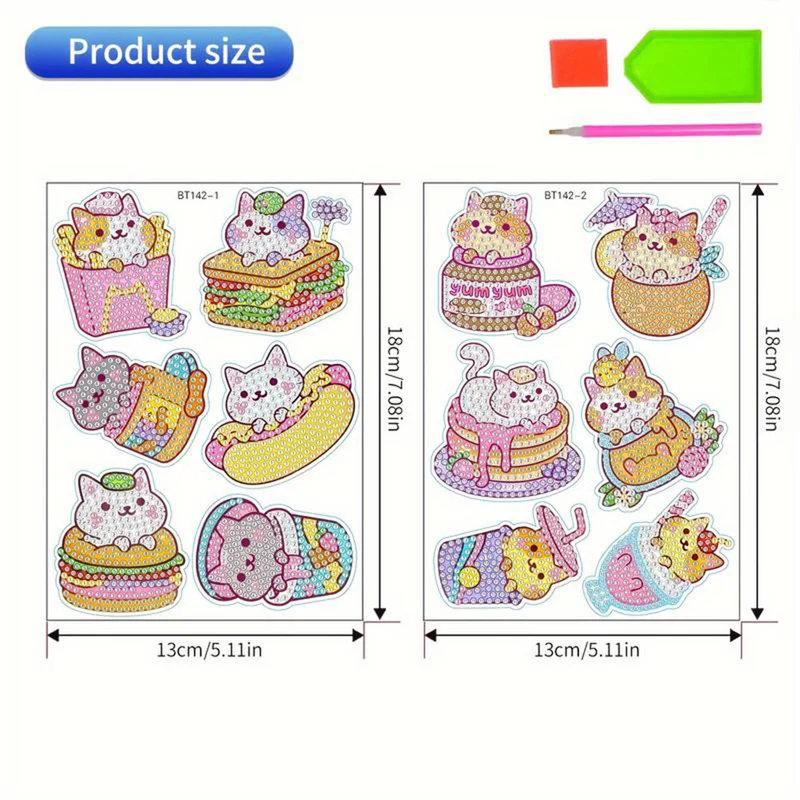 5D Diamond Painting 12 Sticker Katzen