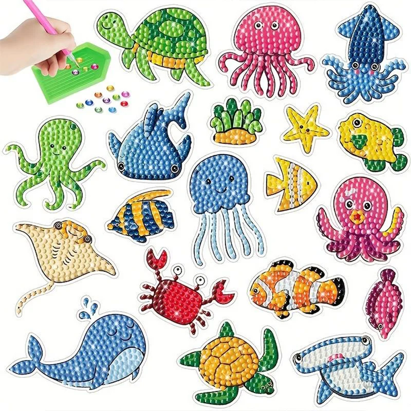 5D Diamond Painting Sticker Set Meerestiere für Kinder