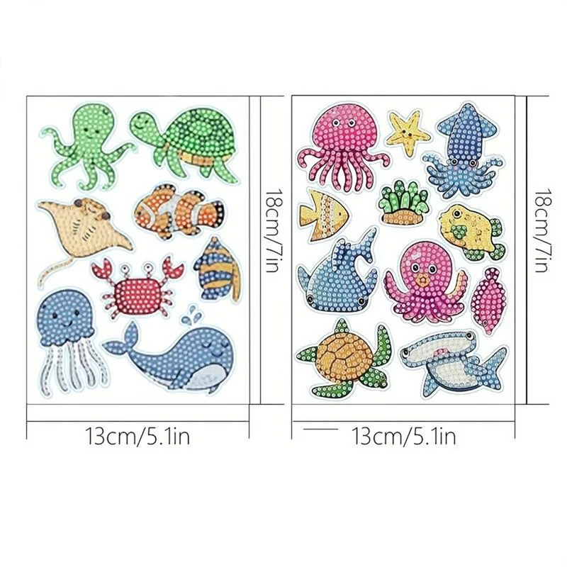 5D Diamond Painting Sticker Set Meerestiere für Kinder