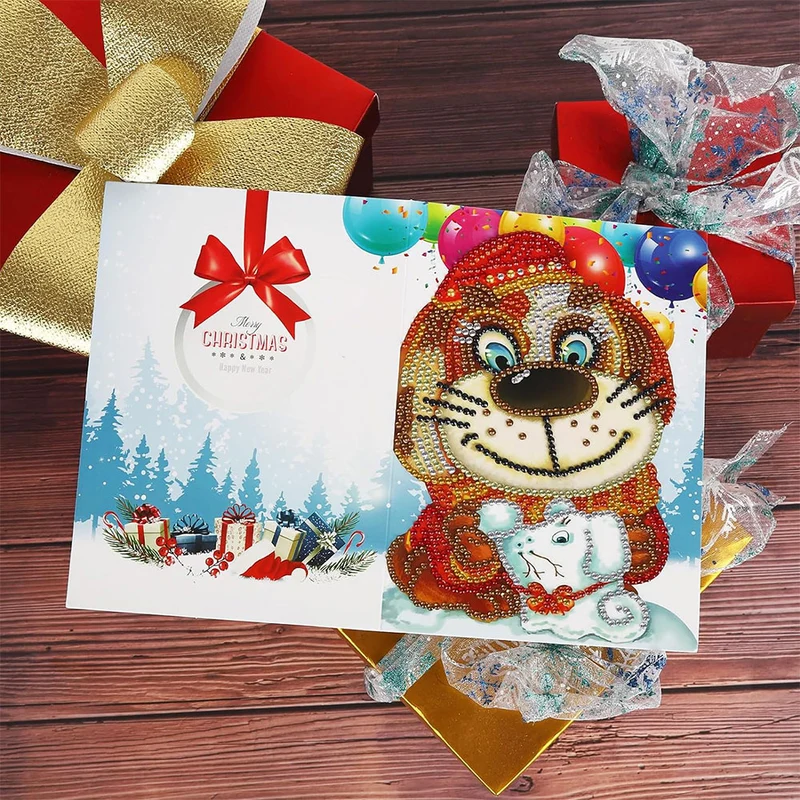 5D Diamond Painting Grußkarten – Weihnachtszoo Edition 8 Stück