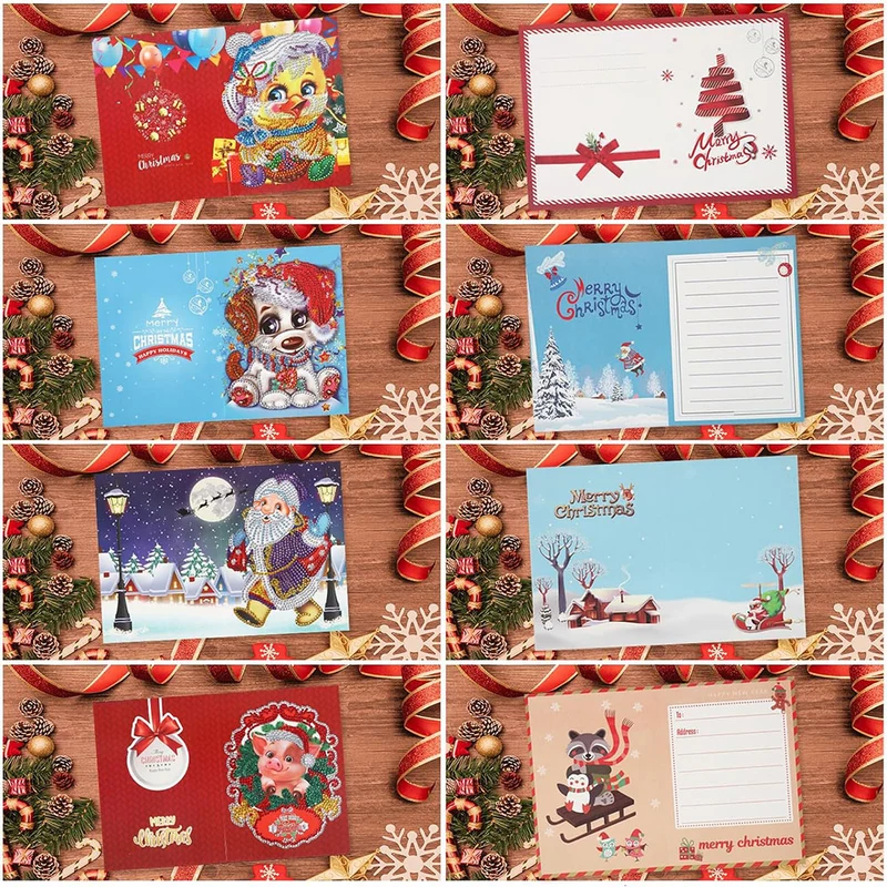 5D Diamond Painting Grußkarten – Weihnachtszoo Edition 8 Stück