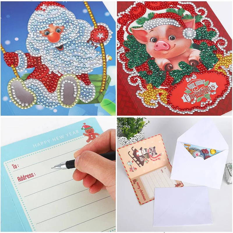 5D Diamond Painting Grußkarten – Weihnachtszoo Edition 8 Stück