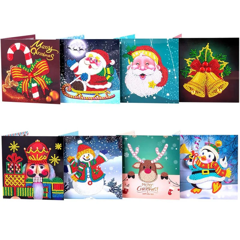 5D Diamond Painting Grußkarten – Klassische Weihnachten Edition 8 Stück