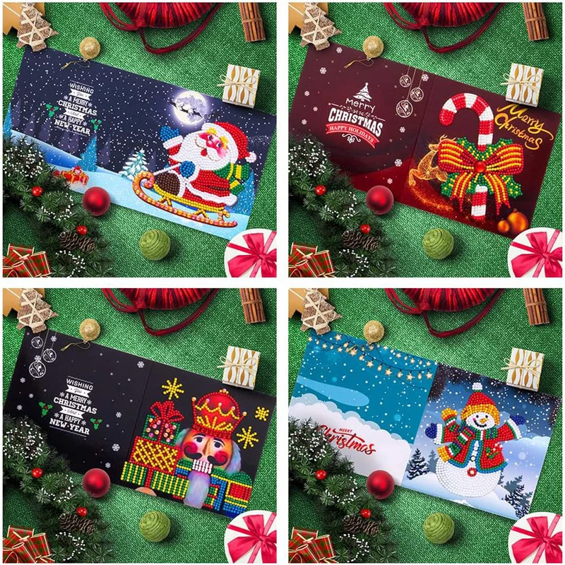 5D Diamond Painting Grußkarten – Klassische Weihnachten Edition 8 Stück