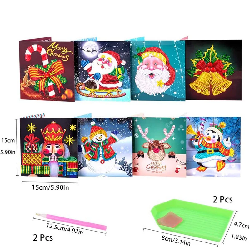 5D Diamond Painting Grußkarten – Klassische Weihnachten Edition 8 Stück