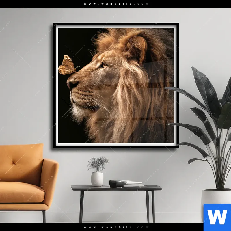 Poster | Löwe & Schmetterling | Quadrat