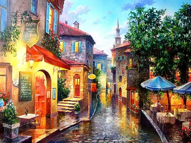 Kleine Gasse in italienischer Stadt - Voll AB 5D DIY Diamond Painting