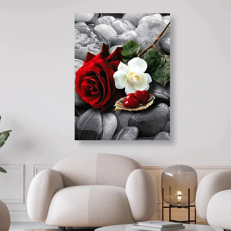 Ich Liebe Dich mit Rosen und Herzen - 5D DIY Diamond Painting