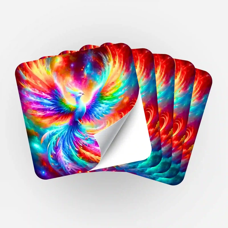 Aufkleber 5er-Set - Phönix der bunten Farben