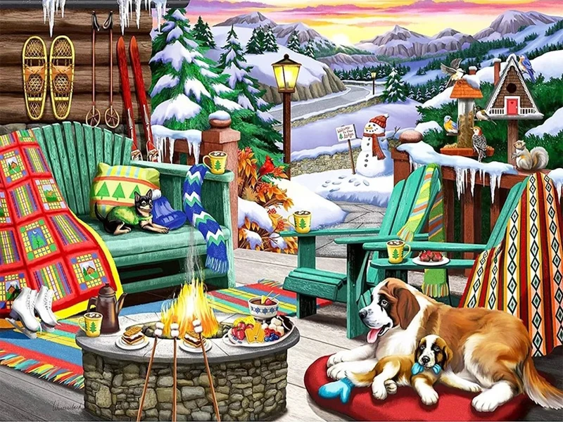 Gemütlicher Winterabend - Voll AB 5D DIY Diamond Painting