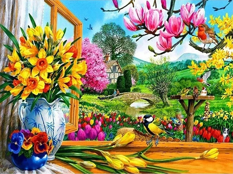 Frühling auf dem Land - Voll AB 5D DIY Diamond Painting