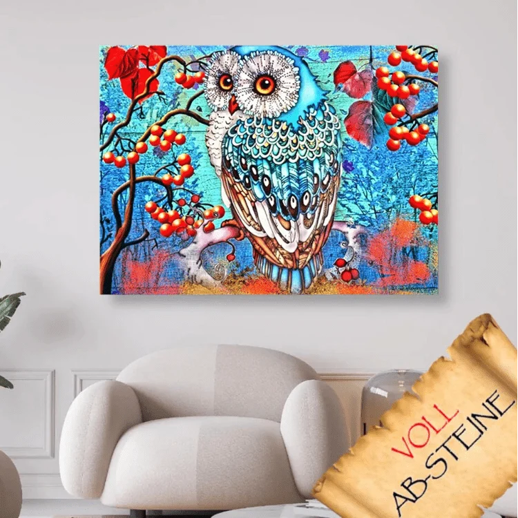 Eule sitzt auf Ast - Voll AB 5D DIY Diamond Painting