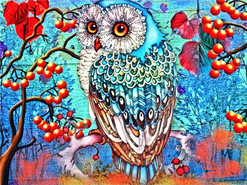 Eule sitzt auf Ast - Voll AB 5D DIY Diamond Painting