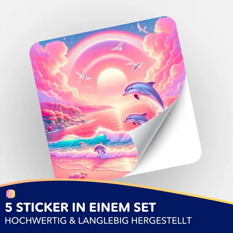 Aufkleber 5er-Set - Pinkes Meeresrauschen