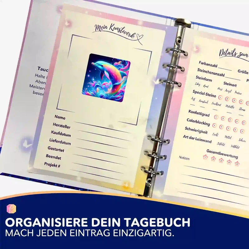 Aufkleber 5er-Set - Delfin im Farbenmeer