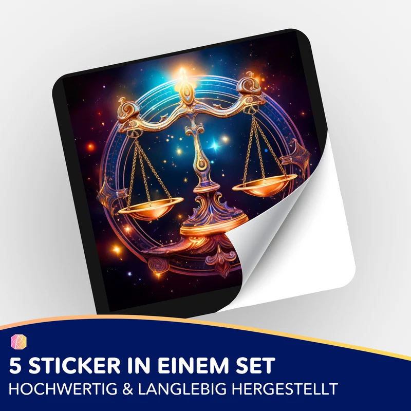 Aufkleber 5er-Set - Sternzeichen Waage "Limited Edition"