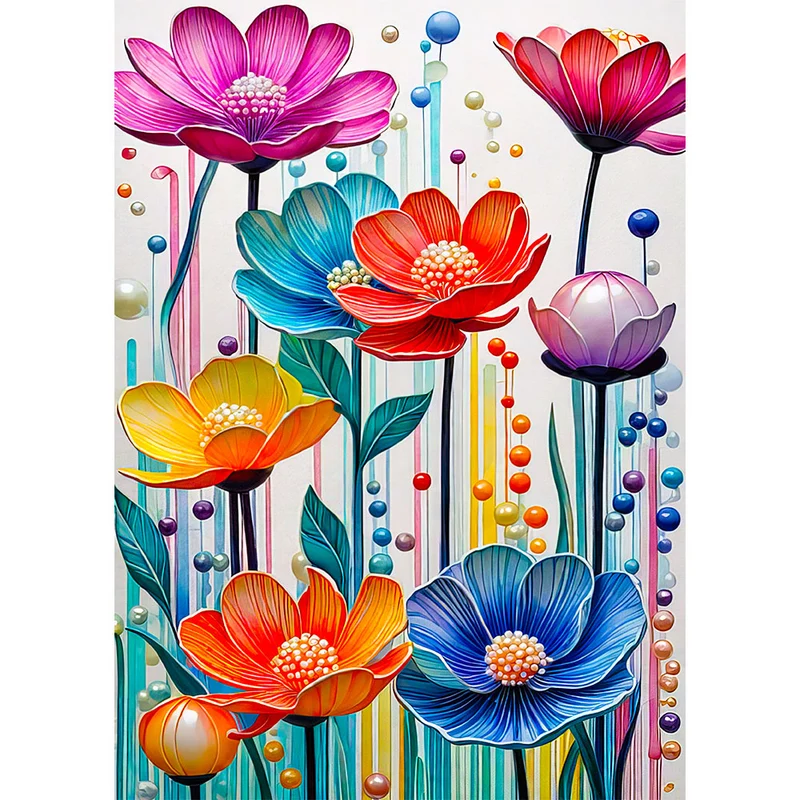 5D Diamond Painting – Farbige Blumen